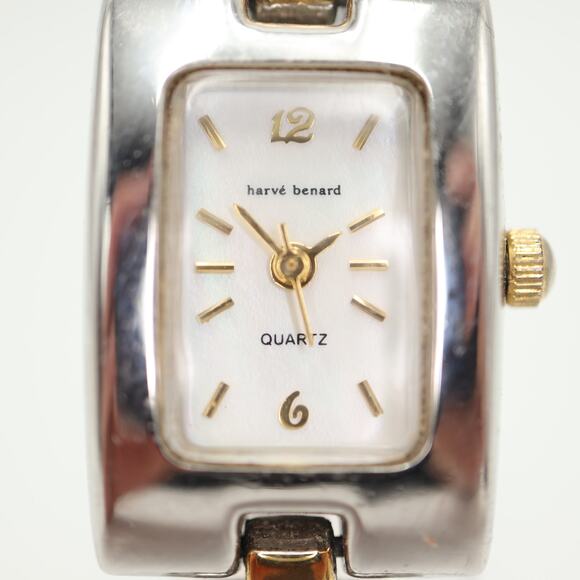 Harve Bernard Womens Faded Two Tone MOP Watch 19mm Rectangle Dial w New Battery - Picture 6 of 16